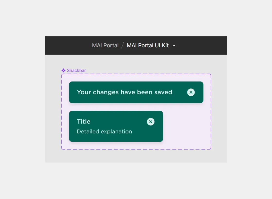 Components located within the MAI Portal UI Kit, designed for shared usage across all files.